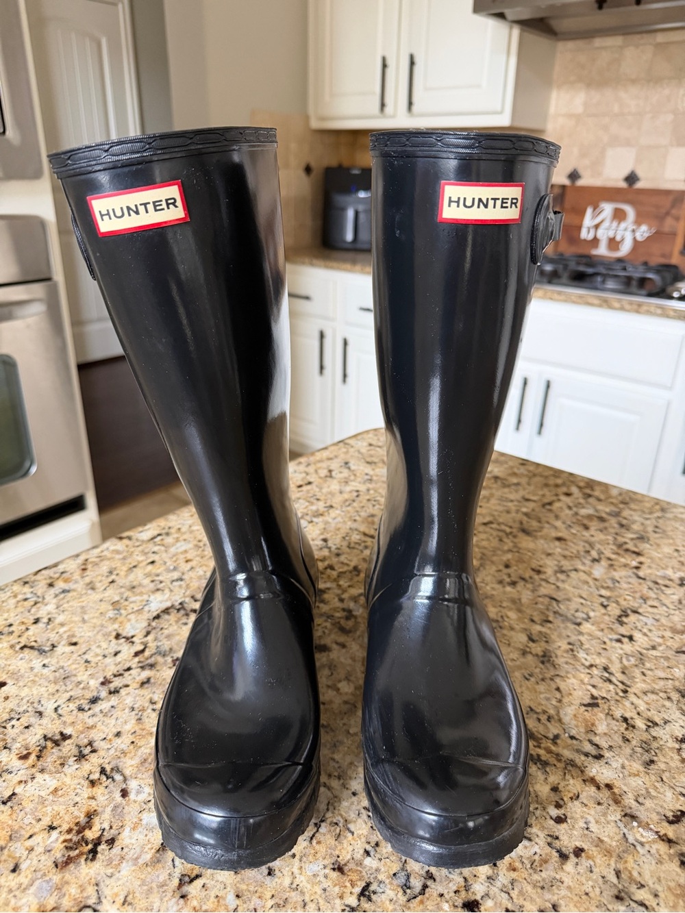 Hunter Black Kids Rain Boots with Logo